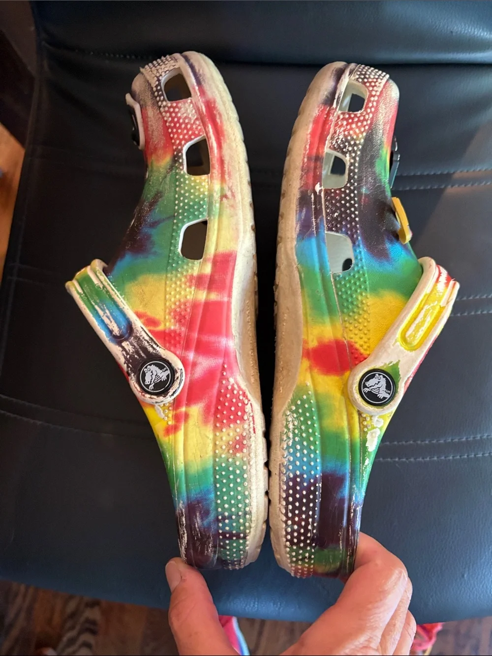CROCS Rainbow Tie-Dye Clog with Jibbitz Charms - Multicolor